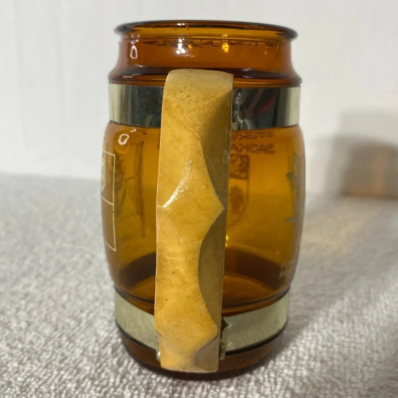 Vintage Siesta Ware Western Brown Glass Mug  With Wooden Handle Saskatchewan - Picture 3 of 8